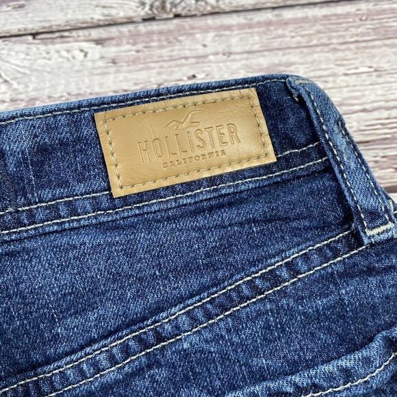 Hollister Ultra High‎ Rise Button Fly Jean Shorts Blue Women Size 00 Pre-Owned - Picture 6 of 11